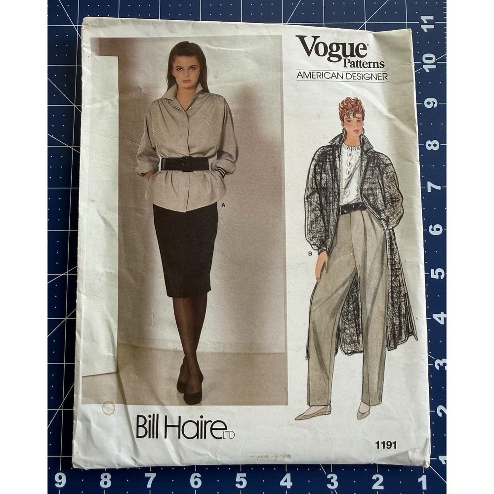 Vogue American Designer Bill Haire Long Duster Jacket Pants Skirt Size 16 UC FF